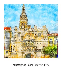 France Watercolor sketch hand drawn. Vector illustration.