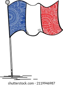 France waving flag with decorative pattern