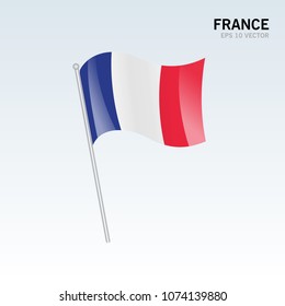 France waving flag isolated on gray background