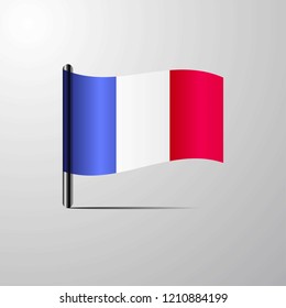 France waving Shiny Flag design vector