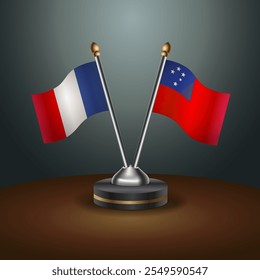 A França e a Samoa Ocidental sinalizam a relação com o fundo de gradiente. Ilustração de vetor