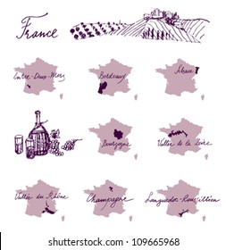 France Wine Producing Regions - Maps.