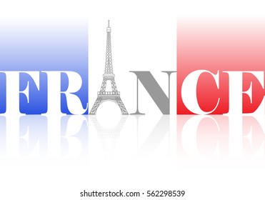 France Word Against Flag Eiffel Tower Stock Vector (Royalty Free ...