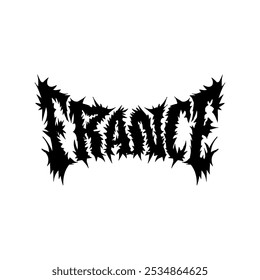 Palavra de França com vetor de desenho de mão de fonte de death metal isolado no fundo branco.