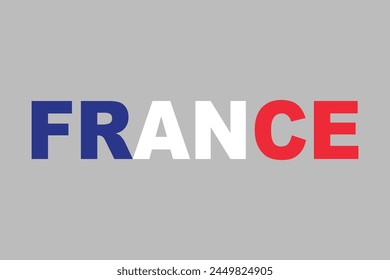 France Word with heart shape, France flag vector graphic, France country flag is a symbol of freedom, National France flag, vector illustration
