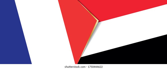 Banderas de Francia y Yemen, dos banderas vectoriales símbolo de relación o confrontación.