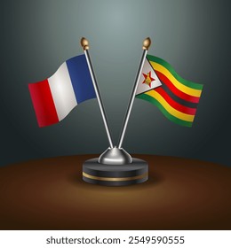 Tabela da França e do Zimbábue sinaliza relação com fundo de gradiente. Ilustração de vetor