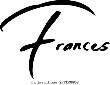 Frances Name Of Baby Girl Cursive Typography Hand Written Brush Text