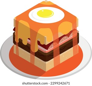 Francesinha typical Portuguese food from Porto. Vector illustration food icon. 