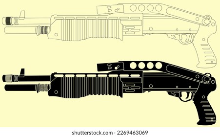 franchis SPAS 12 Classic vector illustration with outline and silhouette.

