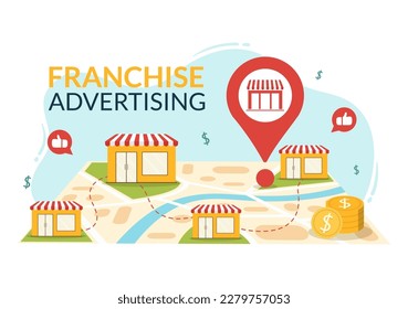 Franchise Advertising Illustration with Business and Finance to Promoting Successful Brand or Marketing in Cartoon Hand Drawn Landing Page Templates