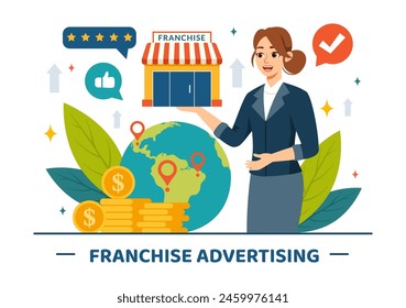 Franchise Advertising Vector Illustration with Business and Finance to Promoting Successful Brand or Marketing in Flat Cartoon Background