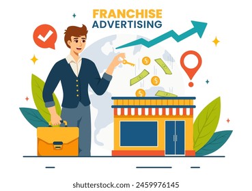 Franchise Advertising Vector Illustration with Business and Finance to Promoting Successful Brand or Marketing in Flat Cartoon Background