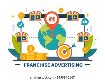 Franchise Advertising Vector Illustration with Business and Finance to Promoting Successful Brand or Marketing in Flat Cartoon Background