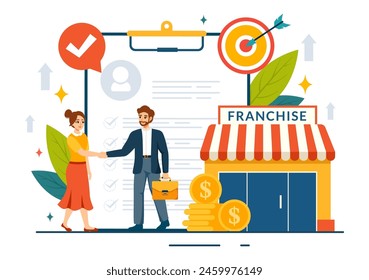 Franchise Advertising Vector Illustration with Business and Finance to Promoting Successful Brand or Marketing in Flat Cartoon Background