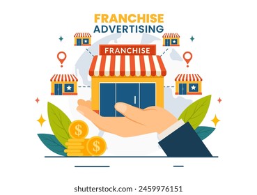 Franchise Advertising Vector Illustration with Business and Finance to Promoting Successful Brand or Marketing in Flat Cartoon Background