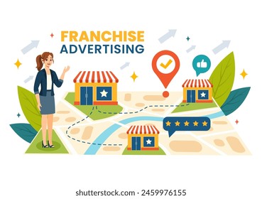 Franchise Advertising Vector Illustration with Business and Finance to Promoting Successful Brand or Marketing in Flat Cartoon Background