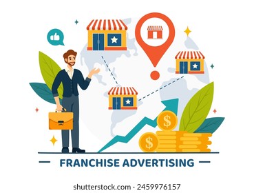 Franchise Advertising Vector Illustration with Business and Finance to Promoting Successful Brand or Marketing in Flat Cartoon Background