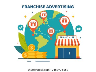 Franchise Advertising Vector Illustration with Business and Finance to Promoting Successful Brand or Marketing in Flat Cartoon Background