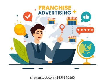 Franchise Advertising Vector Illustration with Business and Finance to Promoting Successful Brand or Marketing in Flat Cartoon Background