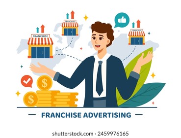 Franchise Advertising Vector Illustration with Business and Finance to Promoting Successful Brand or Marketing in Flat Cartoon Background