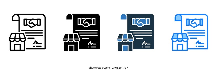 Franchise Agreement Icon Multiple Style Vector Illustration