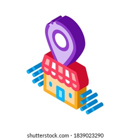 franchise building location gps mark icon vector. isometric franchise building location gps mark sign. color isolated symbol illustration