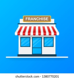 Franchise business concept, franchise marketing system. Vector stock illustration.