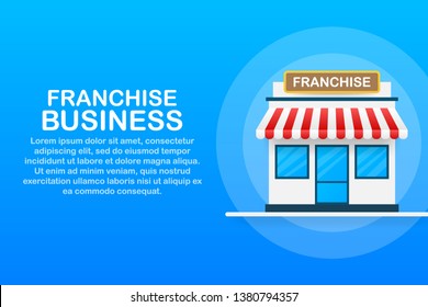 Franchise business concept, franchise marketing system. Vector stock illustration.