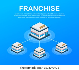 Franchise business concept, franchise marketing system. Vector illustration.