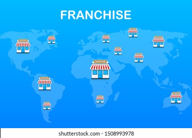 Franchise business concept, franchise marketing system. Vector illustration.