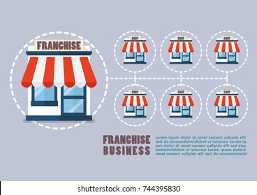 Franchise business in flat style infographic. Vector illustration