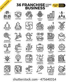 Franchise business outline icons modern style for website or print illustration