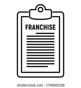 Icono de descripción de franquicia. Descripción de franquicia de esquema icono vector para diseño web aislado en fondo blanco