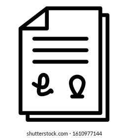 Franchise document icon. Outline franchise document vector icon for web design isolated on white background