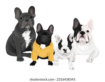 Franchise dog family vector art cute puppies