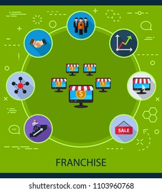 Franchise flat icons concept. Vector illustration. Element template for design.