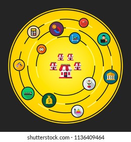 Franchise flat icons concept. Vector illustration. Element template for design.