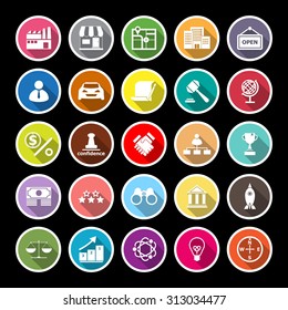 Franchise flat icons with long shadow, stock vector