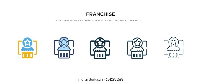 franchise icon in different style vector illustration. two colored and black franchise vector icons designed in filled, outline, line and stroke style can be used for web, mobile, ui