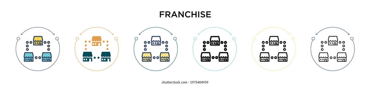 Franchise icon in filled, thin line, outline and stroke style. Vector illustration of two colored and black franchise vector icons designs can be used for mobile, ui, web