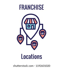 Franchise Icon With Home Office, Corporate Headquarters - Franchisee Icon Images