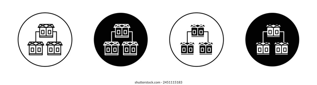 Franchise icon set.retail shop branches vector symbol. partner sme sign. brand outlets symbol in black filled and outlined style.