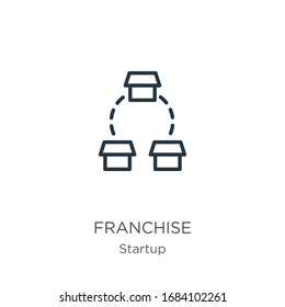 Franchise icon. Thin linear franchise outline icon isolated on white background from startup collection. Line vector sign, symbol for web and mobile