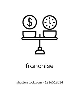 franchise icon. Trendy modern flat linear vector franchise icon on white background from thin line collection, outline vector illustration