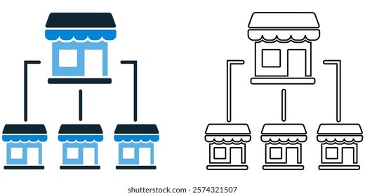 franchise icon vector. represent business expansion, collaboration and network growth.