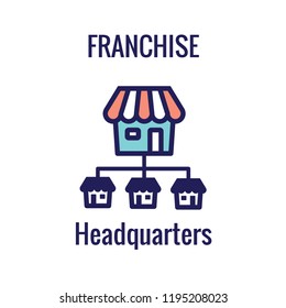 Franchise Icon W Home Office, Corporate Headquarters And Franchisee Icon Images