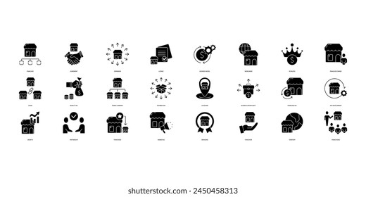 Franchise icons set. Set of editable stroke icons.Vector set of Franchise