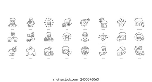 Franchise icons set. Set of editable stroke icons.Vector set of Franchise