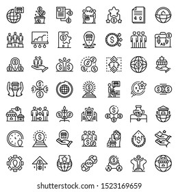 Franchise icons set. Outline set of franchise vector icons for web design isolated on white background